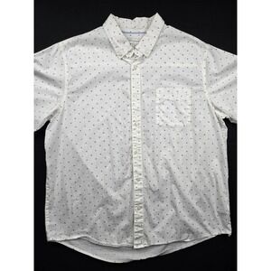 Free Assembly Mens Short Sleeve Button Down Shirt White AOP Size XXL